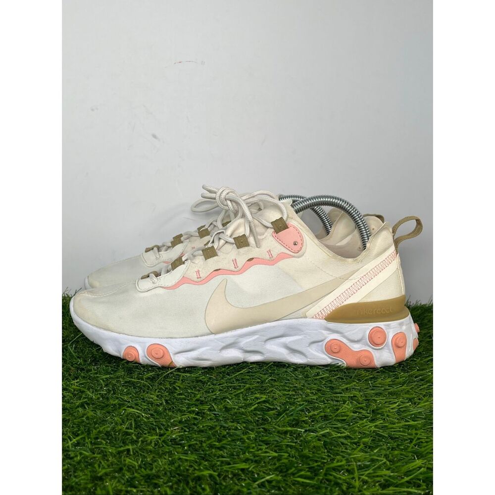 Nike React Element 55 Cream Pink Beige Women’s Size 9.5 Running Shoes BQ2728-007